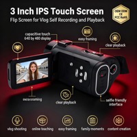 Caméra vidéo numérique personnalisée OEM ODM, 64MP, écran tactile, enregistreur vidéo pour la création de contenu, caméra vidéo professionnelle 4K
