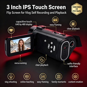 Caméra vidéo numérique personnalisée OEM ODM, 64MP, écran tactile, enregistreur vidéo pour la création de contenu, caméra vidéo professionnelle 4K - Product Image 5