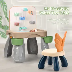 ITTL infantil baño multifuncional juego de agua divertido creativo herramienta de doble cara escritorio bloque de construcción mesa de juguete