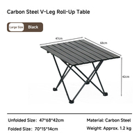 Table pliante en acier carbone pour le camping, table à œufs portable pour pique-nique en plein air avec ensemble de chaises pour le camping, le barbecue et les kits de pique-nique
