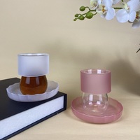 Ensemble de tasses à café et thé en verre faites à la main, style saoudien, 6 pièces, tasses à thé turques et soucoupes – Vente chaude