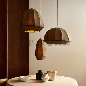 Lampe suspendue de style Wabi Sabi, dôme rond en tissu, E27 LED, décoration pour la maison, restaurant, bar, salon de thé, bureau - Product Image 3