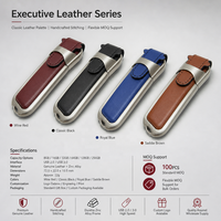 Clé USB 2.0 en cuir avec logo personnalisé, porte-clés métallique, 64 Go, cryptée, garantie 3 ans, design élégant