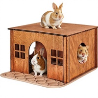 Rumah Persembunyian Klasik Kokoh dari Kayu untuk Marmut & Hewan Kecil - Buatan Cina untuk Kelinci, Chinchilla, Gerbil, Hamster & Kelinci Kecil