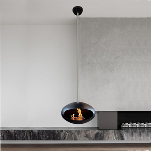 Cheminée suspendue de luxe au bioéthanol, montage au plafond, foyer à feu véritable, chauffage éco-responsable pour hall d'hôtel - Product Image 1