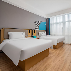 Cheap 3 Star Hotel Family Room <b>Bed</b> <b>Set</b> Wooden Frame with King and <b>Single</b> <b>Beds</b> Upholstered Headboard and Smart Control Panel - Product Image 4