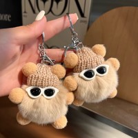 Gantungan Kunci Bola Arang Kecil Bulu Kelinci Lucu Model Eksplosif, Boneka Bola Plush Kelas Atas Kartun Terkenal di Internet, Hadiah Pesta