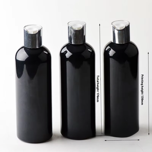 Flacon Noir à Épaulement 300 ml avec Bouchon Plastique Brillant Or et Argent, Conteneur Vide pour Shampoing, Émulsion ou Lotion - Product Image 5
