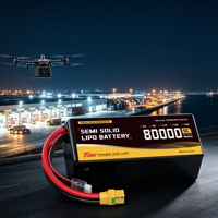 Batterie LiPo semi-solide haute performance 80Ah 44.4V 12S pour plateformes de drones de grande taille, décharge 3C 5C