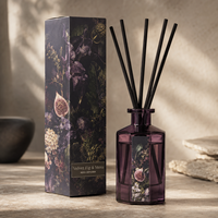 Diffuseur à bâtonnets liquides de luxe OEM 120 ml, parfum floral sombre, avec huile parfumée, emballage personnalisé écologique pour marques de boutiques et de produits d'intérieur