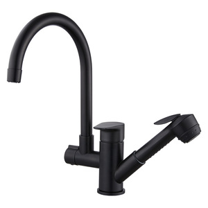Kitchen Pull Out Faucet Single Handle Ceramic Valve Deck <b>Mounted</b> 2.0-2.9gal/m Hot Cold Water Sink Tap - Product Image 2