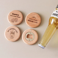 Ouvre-bouteille magnétique portable en bois et acier inoxydable, mini, rond, moderne et de haute qualité, pour fêtes de mariage, écologique, pour invités