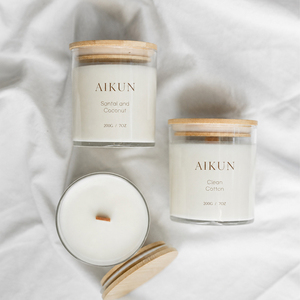 AIKUN Vente en gros de bougies parfumées de luxe à étiquette privée, options 7oz, 10oz, 15oz, pots en verre transparent résistants à la chaleur et écologiques - Product Image 1