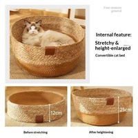 Lit pour chat en rotin de luxe, motif uni, chaud et confortable, toutes saisons, lit pour chien et chat, nid pour chat, lit de repos pour chat