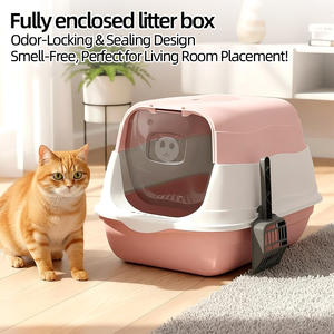 Toilette pour chat rose à capot, avec parois hautes et système anti-odeur, livraison rapide UE depuis la Pologne - Product Image 2