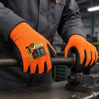 Guantes de Trabajo MaxiTough 13G con Recubrimiento de Espuma de Látex y Filamento de Poliéster, Guantes de Seguridad Transpirables con Palma Reforzada para Construcción y Jardinería