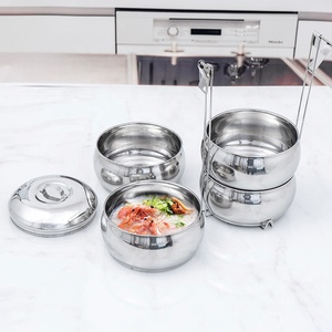 2/3/4 strato in acciaio inox a forma di tamburo piramide da asporto porta pranzo trasportatore alimentare per il confezionamento alimentare - Product Image 6