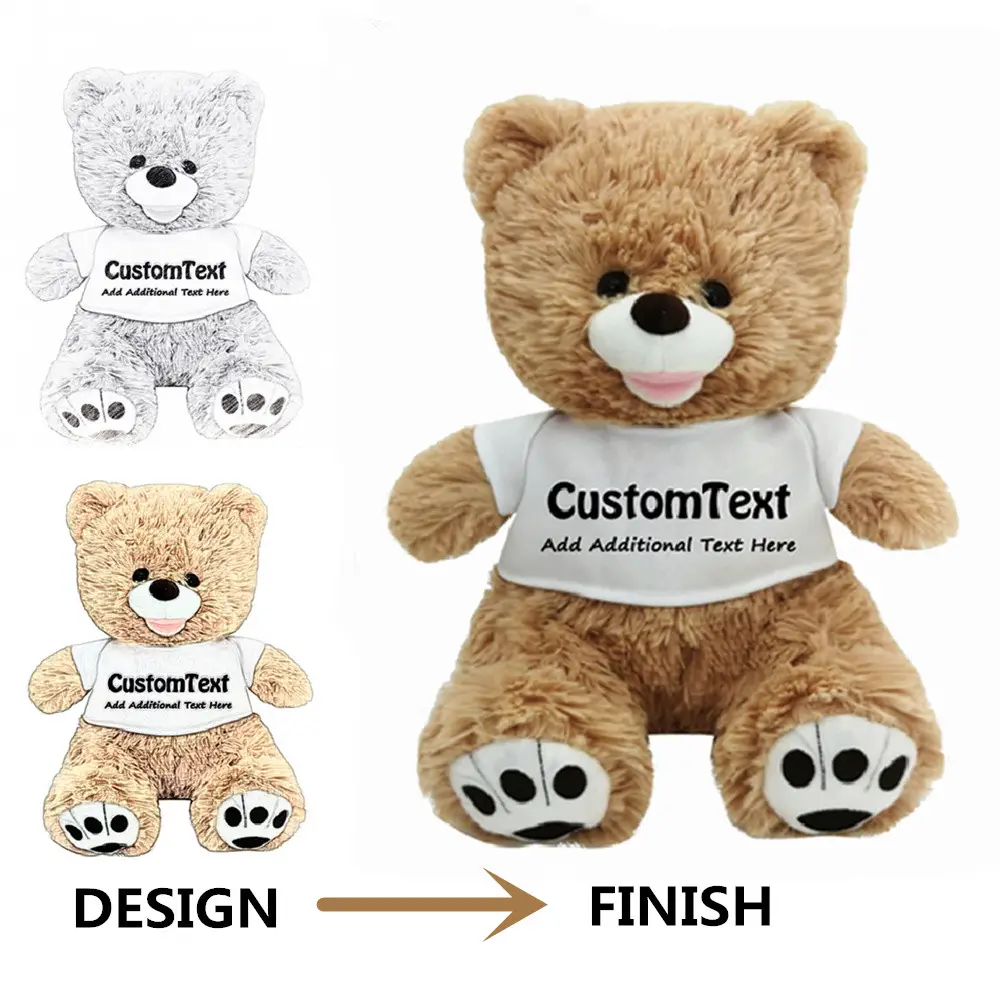 CE ASTM จีนโรงงาน OEM ODM ที่กำหนดเองตุ๊กตาหมีที่มีโลโก้ที่กำหนดเองเสื้อยืดตุ๊กตาของเล่นตุ๊กตาที่กำหนดเอง