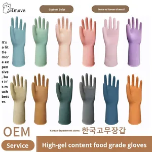 Gants de ménage coréens en <span class=keywords><strong>latex</strong></span>, antidérapants, épaissis, pour <span class=keywords><strong>contact</strong></span> <span class=keywords><strong>alimentaire</strong></span>, 32-33 cm, personnalisables - Product Image 4
