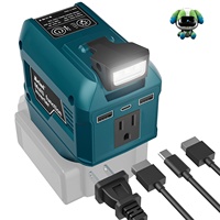Convertisseur d'alimentation 250 W DC 18 V 20 V vers AC 110 V, convertisseur de batterie au lithium, double ports USB Type-C, lumière LED, portable, camping, extérieur