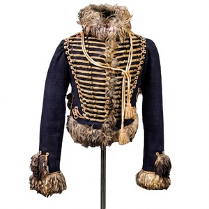 Men's Hussar Jacket <b>Woolen</b> Uniform Jacket Fur Trim Gold Braid Regular Fit for Reenactment Costume - Product Image 1
