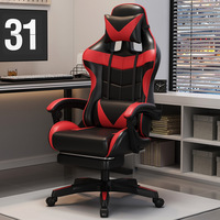 Fauteuil de Jeu PC Ergonomique en Cuir Bleu Marine Confortable avec Haut-parleur et Fonction Massage