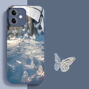 Dream เคสฝาหลังโทรศัพท์มือถือทำจากแก้วพิมพ์ลายผีเสื้อน้ำแข็งทำจาก TPU สำหรับ <span class=keywords><strong>iPhone</strong></span> 6 7 8 SE x XR XS 11 12 13 14 15 16 17 PRO MAX - Product Image 2