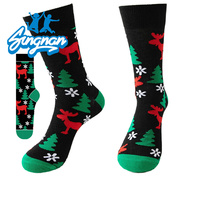 Chaussettes mi-mollet en coton respirantes pour hommes, à motifs de dessins animés amusants et joyeux, pour Noël et l'automne, cadeaux de fêtes, vente en gros