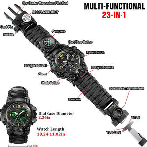 Đồng hồ sinh tồn chiến thuật analog đa chức năng hiển thị kép Logo tùy chỉnh ngoài trời đồng hồ sinh tồn Paracord - Product Image 2