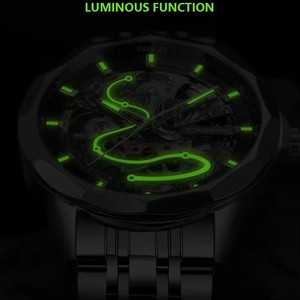 Orologi <span class=keywords><strong>da</strong></span> Uomo FORSINING Meccanici Scheletrati di Lusso con Movimento Automatico <span class=keywords><strong>Orologio</strong></span> Casual alla Moda con Cinturino a Trama <span class=keywords><strong>Legno</strong></span> - Product Image 2