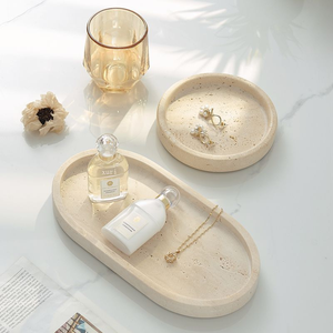 Bandeja Ovalada Moderna de Mármol Natural para Tocador, Organizador de Joyas de Piedra Integrado, Multifuncional para Baño, Perfumes/Cosméticos - Product Image 2
