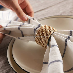 ชุดแหวนรัดผ้าเช็ดปากแบบใช้แล้วทิ้ง Wintop ทำจากหวายธรรมชาติ 100% ทอมือ เป็นมิตรกับสิ่งแวดล้อม สไตล์มินิมอลคลาสสิก สำหรับงานปาร์ตี้และงานแต่งงาน - Product Image 2