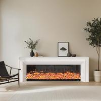 Support TV avec foyer intégré à flamme simulée, style européen, design moderne pour usage domestique