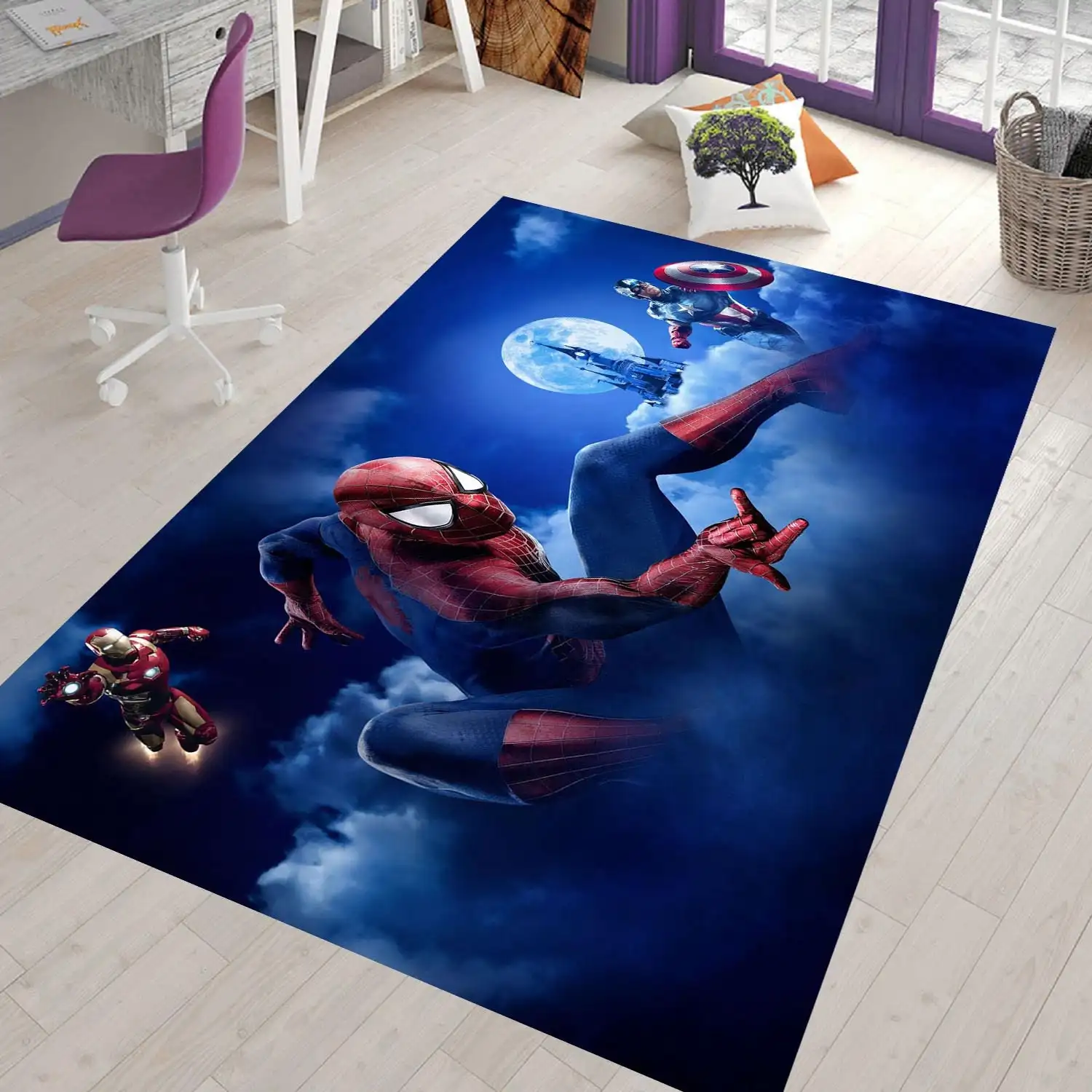 Karpet dan karpet anti selip untuk anak-anak kualitas bagus mewah keset karpet anime spiderman lembut kustom ruang tamu