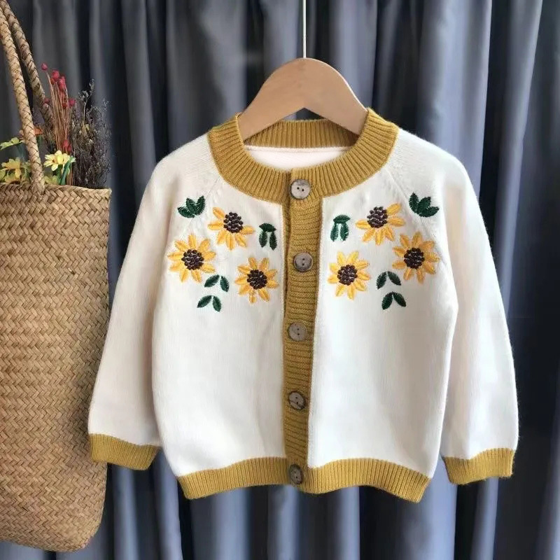 Beige [ girls sunflower cardigan]