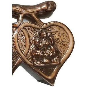 Bohemian Metal Wall Hanging Lord Ganesha Showpiece Idol Statue Sculpture <b>Leaf</b> Design Handcrafted for Style - Product Image 4