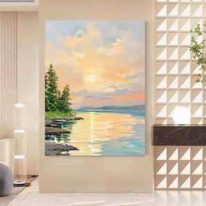 Peinture à l'huile Tranquil Cloud Shadows, 100% faite à la main, art paysager impressionniste pour l'entrée, le salon, décoration murale - Product Image 1