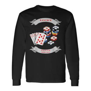 Maglietta a Maniche Lunghe Lucky Poker, Girocollo Unisex per Adulti, Abbigliamento Promozionale Prodotto in Cina A26487 - Product Image 1