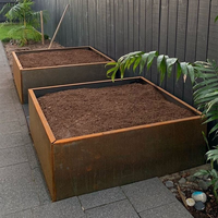 Grandes jardinières surélevées et bacs à arbres en acier Corten avec anneaux d'irrigation pour légumes et fleurs domestiques - Écologiques