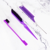 Lot de 3 Peignes à Cheveux Professionnels, Dont Peigne à Queue Fine, Brosse à Sourcils Double Tête, Outils de Coiffure pour Chignons et Tresses
