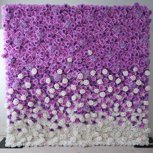 Tapis de fleurs artificielles S02594, mur de fleurs en soie Blumenwand, turquoise rose, toile de fond de mur de fleurs, imitation rose, mur de fleurs violettes pour la vente en gros - Product Image 2