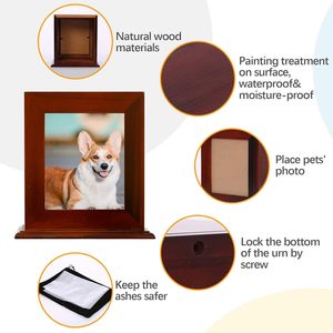 Solid Wood Pet <b>Urn</b> Rectangle Durable <b>Cat</b> Dog Memorial Box With Flannel Bag And Screws Included - Product Image 3