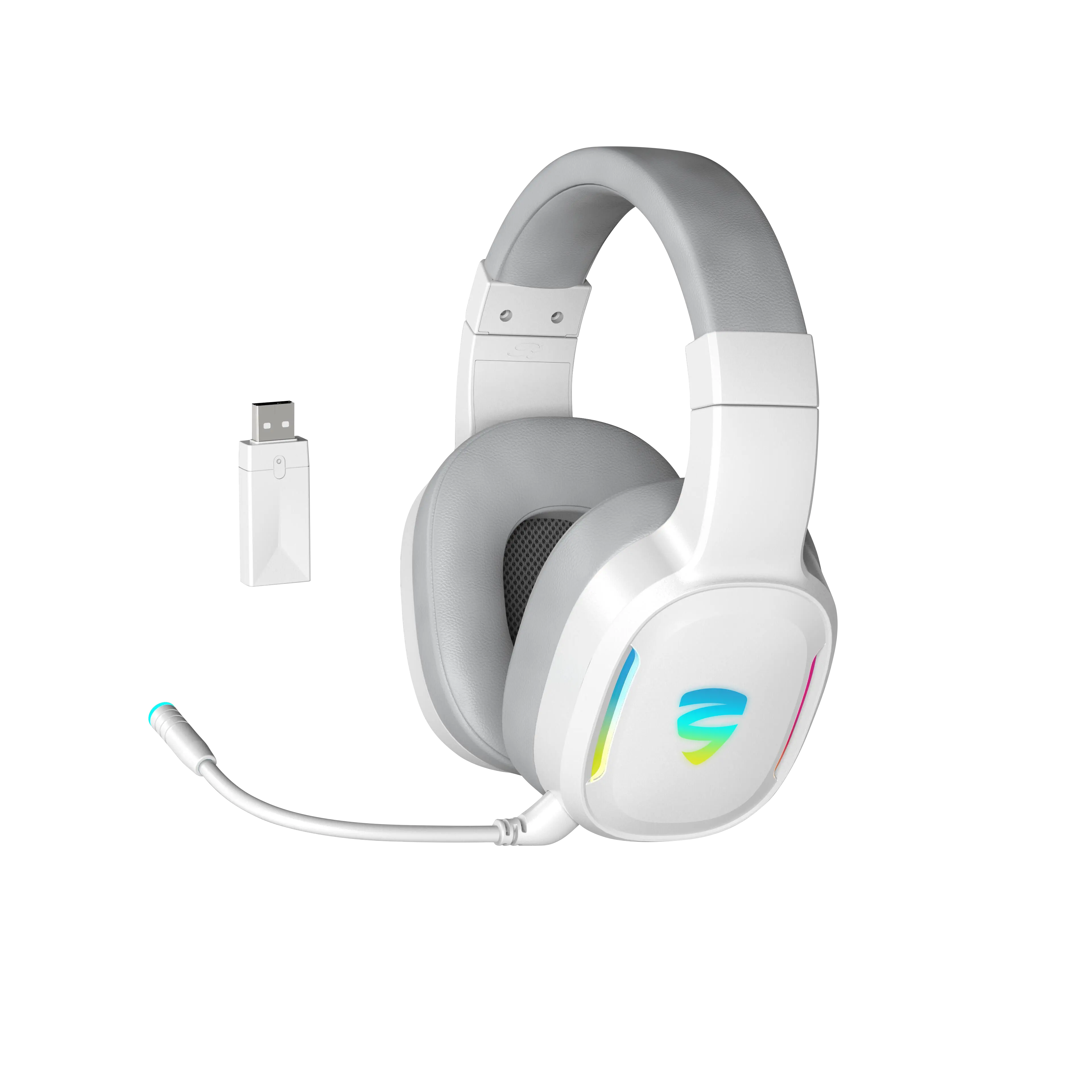 Novo sem fio gaming headset 2.4g + bt + modos triplos, dinâmico rgb retroiluminado, fones de ouvido montado na cabeça