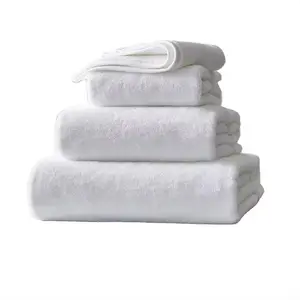 Factory Cheap 3 Pcs Thick White Pink Bath Towel Set 100% Cotton Wholesale Soft Touch OEM Customized Adult Bathroom Towel Set
