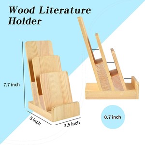 Estante de madera para revistas, organizador de escritorio de 3 niveles, color madera natural, para oficina, almacenamiento de libros y documentos, estante de exhibición, 8,89x12,7x19,5 cm - Product Image 4