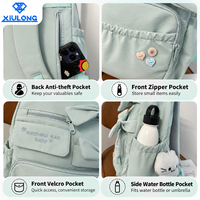 Sac à dos pour adolescentes, style coréen, avec logo personnalisé, design mignon avec nœud, multi-poches, grande capacité, pour le quotidien, le campus, les étudiantes