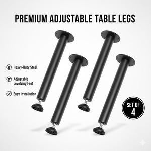 16" <b>Adjustable</b> Heavy Duty Steel <b>Table</b> <b>Legs</b> Set of 4 Metal Desk <b>Legs</b> Coffee Dining <b>Table</b> Base DIY Furniture Parts EDPTBL026 - Product Image 5