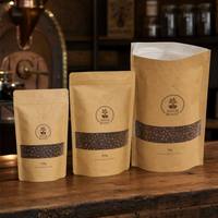 Bolsa de café a prueba de olores de papel kraft natural con ventana rectangular y válvula, bolsa con cierre zip personalizada para exhibición de granos especiales de 250g