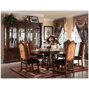 luxury antique furniture Royal dining room furniture table with chair italy furniture GH164