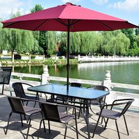 Ensemble de table et de chaises de jardin modernes avec parasol pour utilisation en parc, 3 pièces, résistant à l'eau, aux UV, meubles durables